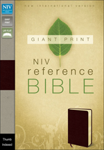 NIV Giant Print (14 pt.) Reference Bible Thumb Indexed - Burgundy Bonded Leather