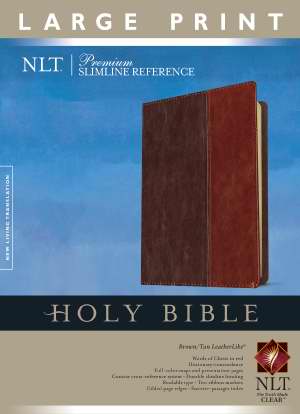 NLT Premium Slimline Reference Large Print Bible-Brown/Tan TuTone Bible Thumb Indexed