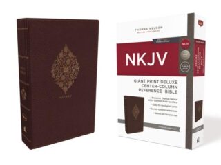 NKJV, Deluxe Reference Bible, Center-Column Giant Print, Imitation Leather, Burgundy, Red Letter Edition, Comfort Print